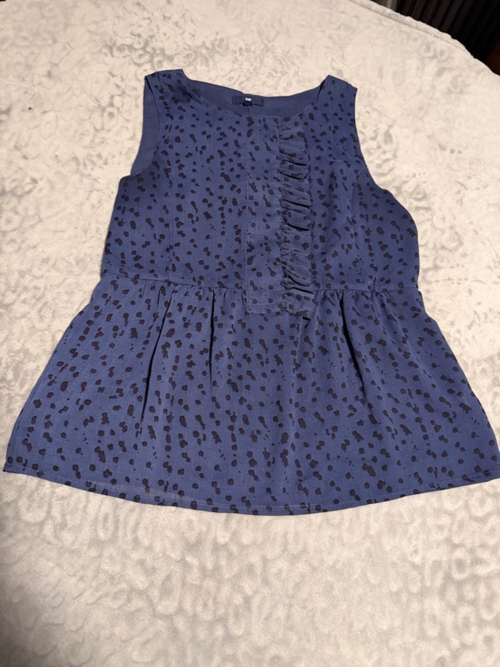 GAP Navy Blue Sleeveless Ruffle Front Peplum blouse